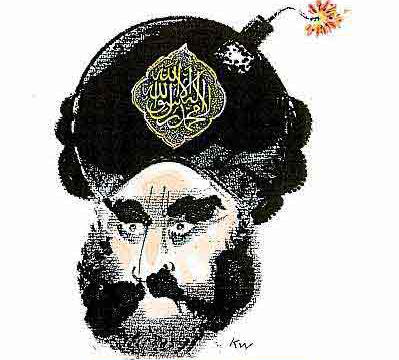 Muhammad with bomb in turban (Danish cartoon).